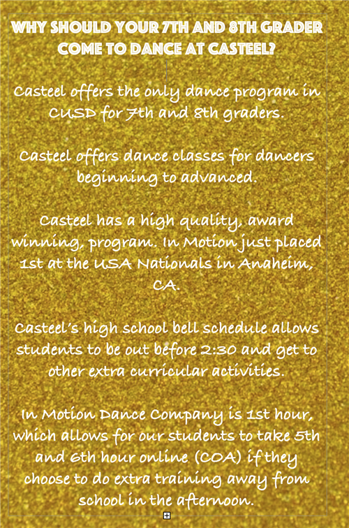 Why come to Casteel for dance?